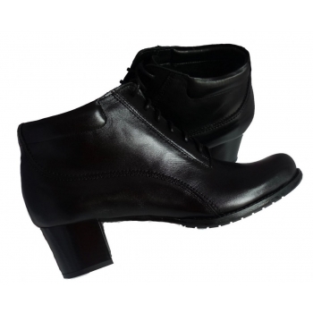 Skórzane szerokie botki tęgość 2xH obcas 5.5 cm